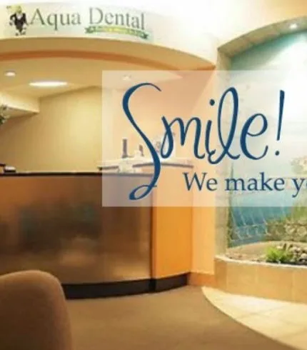 Aqua Dental reception desk and front entrance
